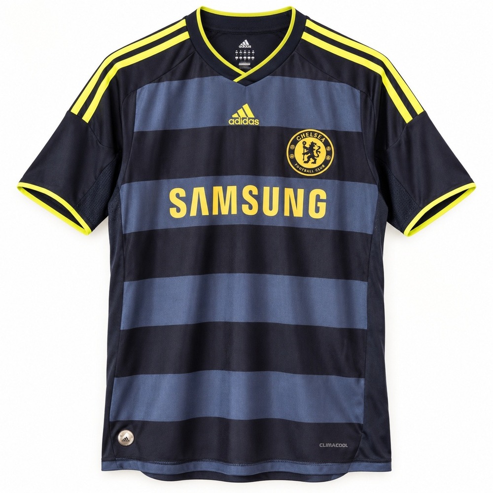 Vintage Adidas Chelsea FC 2009-10 Away Jersey Mens M Navy Blue Yellow Samsung